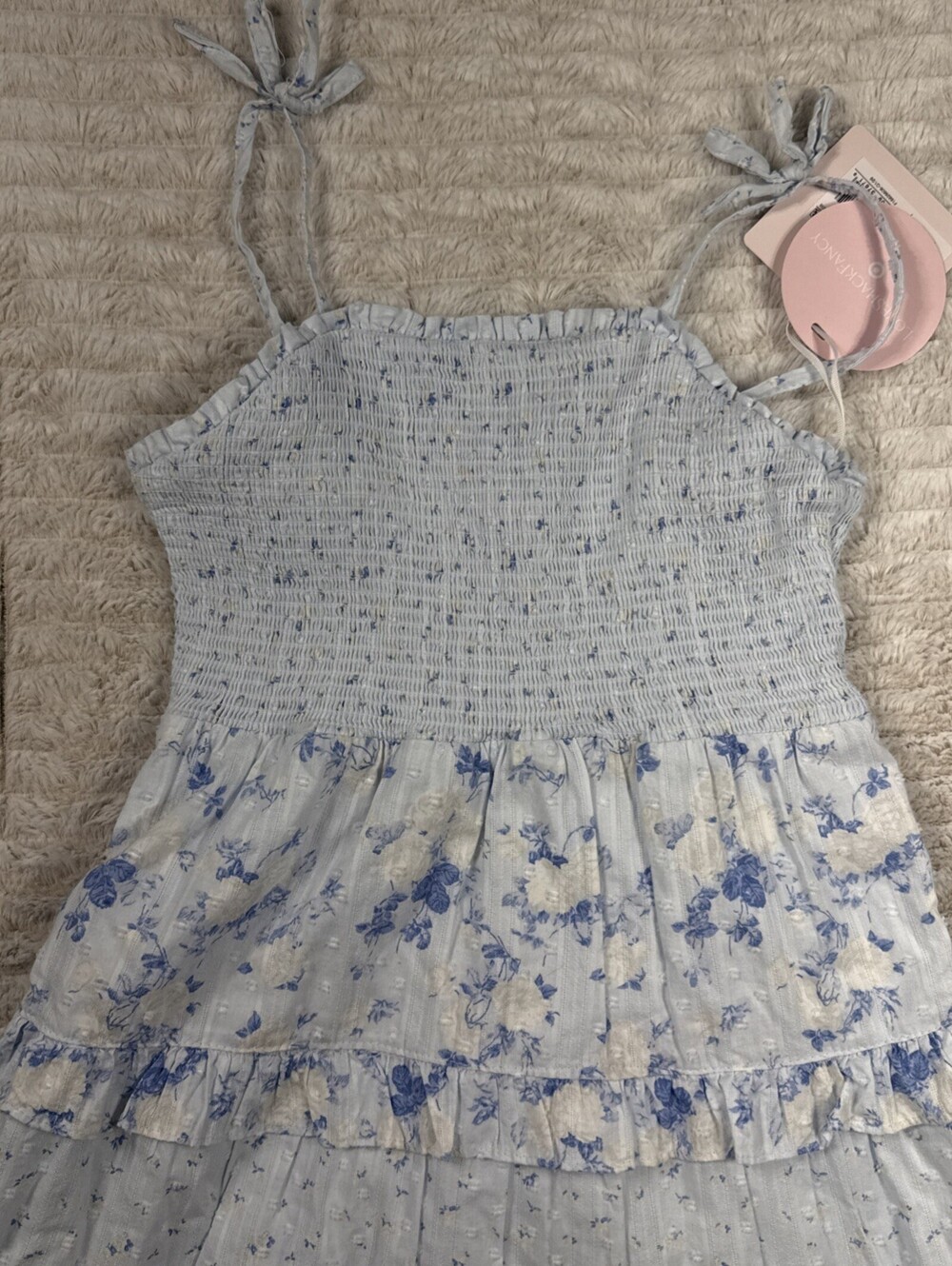 LoveShackFancy x Target Annabelle Blue Floral Halter Dress Size 12 KLW5YL - Picture 8 of 11